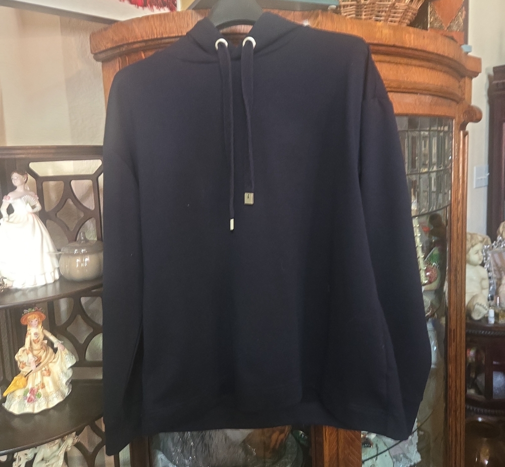 Forever 21 Navy Drawstring Hooded Sweatshirt